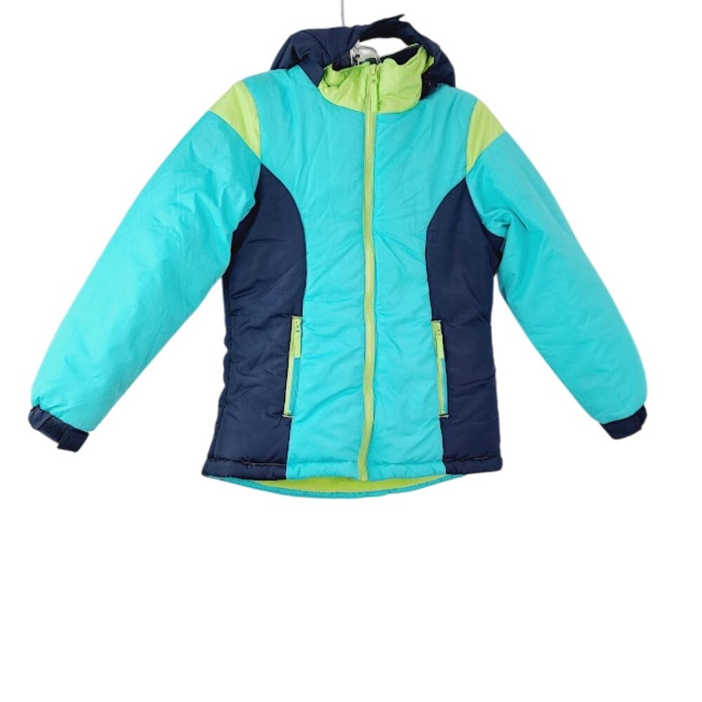 Mint Girl Girl's Aqua Blue Hooded Padded Outdoor Winter Snow Jacket Size M